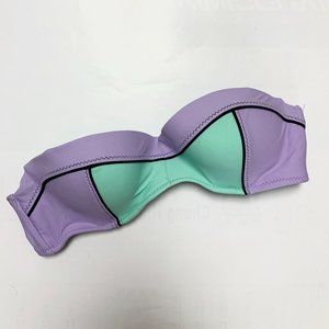 $3/20 Colourblock Strapless Bikini Top Purple Mint Black Medium